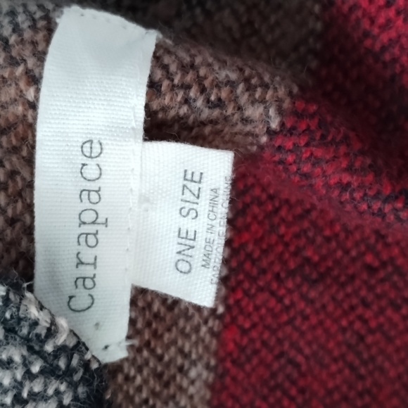 Carapace tribal western design shawl/poncho/shrug OSFA brown/red colors w/fringe - Picture 5 of 5